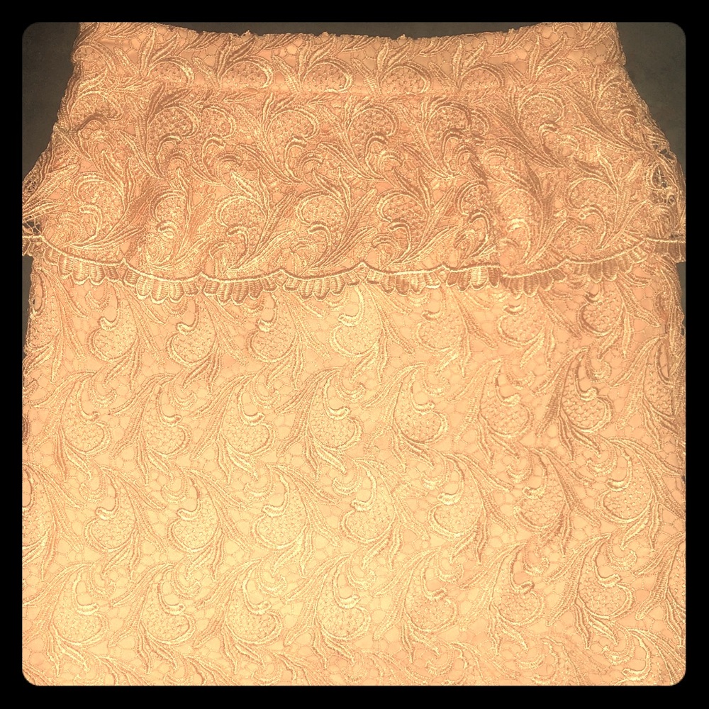 Peach peplum lace skirt